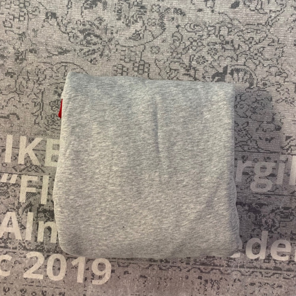 Supreme Big Logo Jacquard Hooded Sweatshirt Heather Grey FW23SW81 Mens Medium - Picture 6 of 9